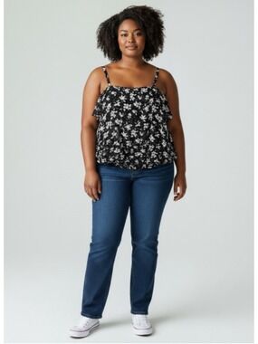 Torrid‎ Floral Ruffle Cami Tank Top Black White Plus Size 3 NWT